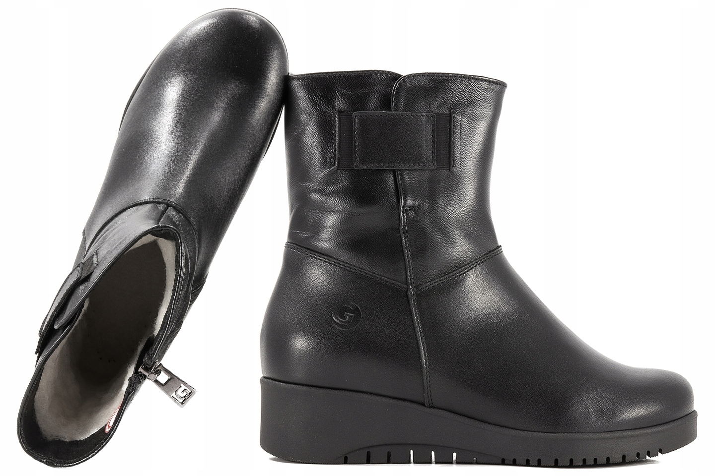 Galant 711 Dámské Zimní Kozačky Kotníkové Boty Zateplené Kůží Koturn Černá 36