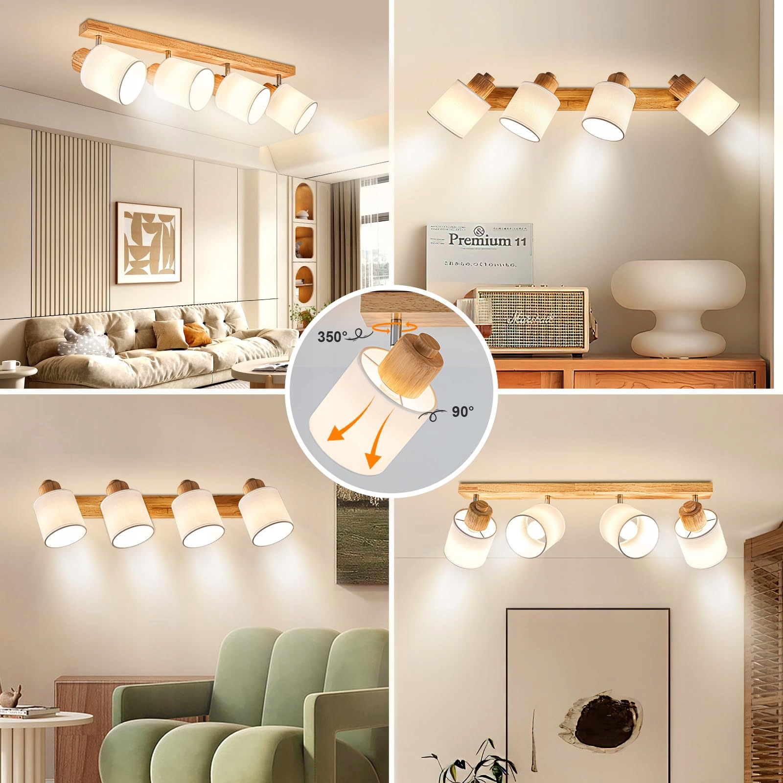 DOUGHELEC Lampa Sufitowa 4 Płomienna Vintage E14 Do Salonu — miniatura 6