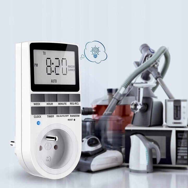 PROGRAMATOR CZASOWY WŁĄCZNIK WYŁĄCZNIK UZIEMIENIE LCD CYFROWY TIMER Model Programator czasowy