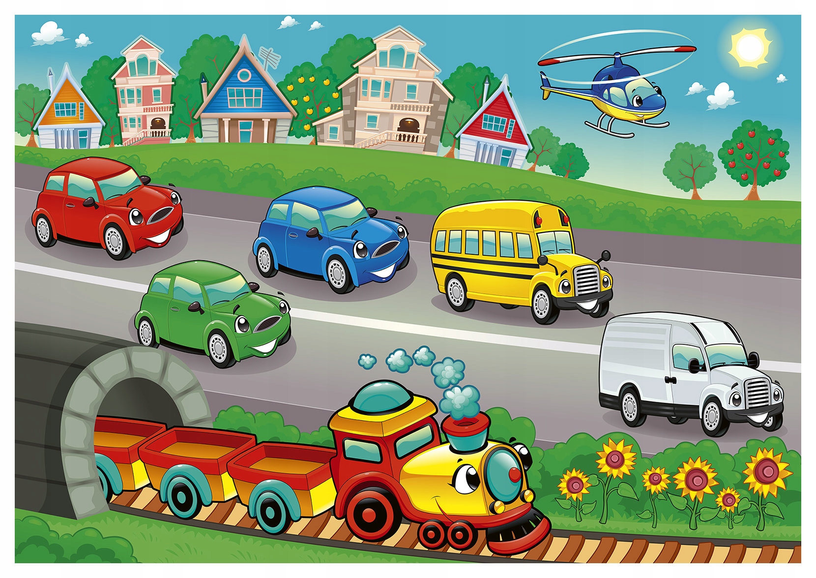 Fototapeta Dětská přeprava auta vlak vinylová 312x219 lepidlo