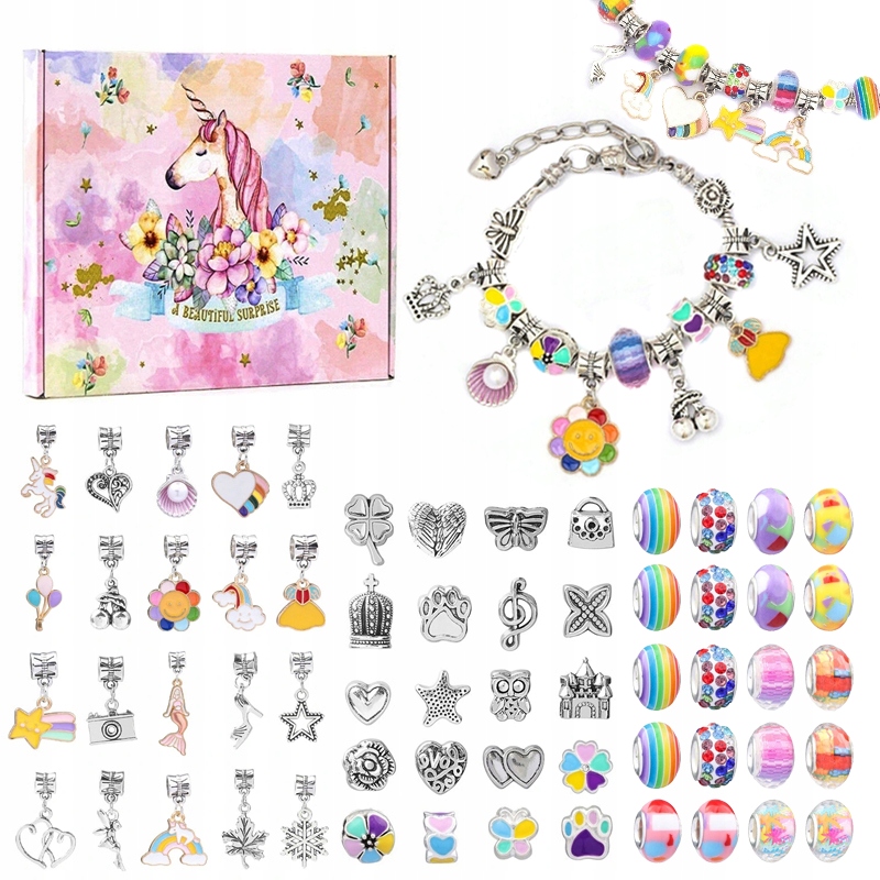 ZESTAW KORALIKÓW DO ROBIENIA BRANSOLETEK BIŻUTERII CHARMS KORALIKI PREZENT