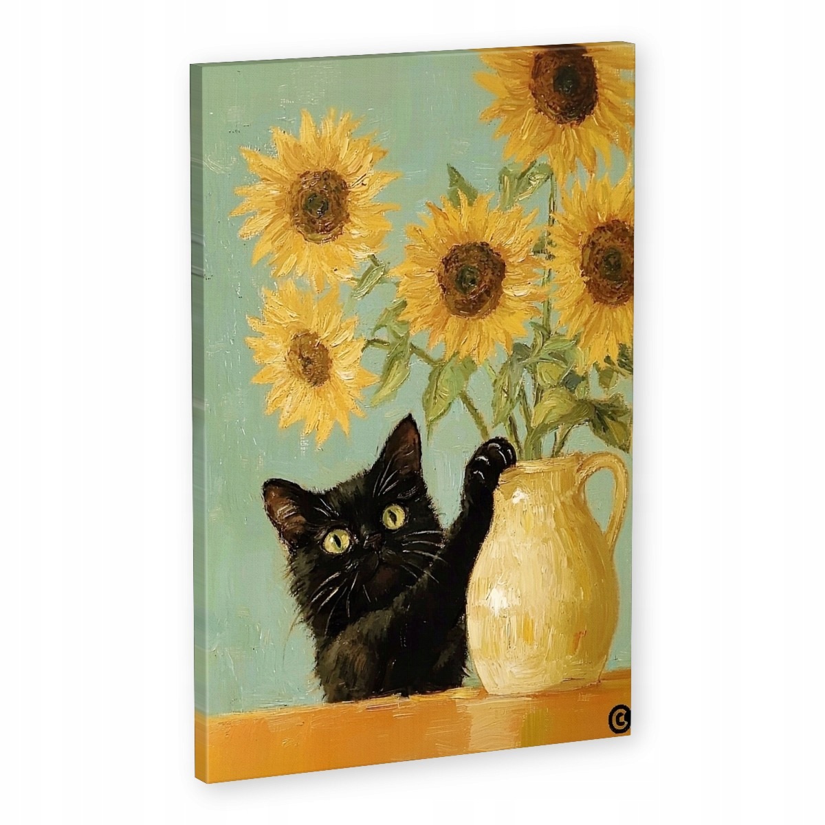 Obraz Na Plátně Canvas Černá Kočka Žluté Slunečnice Van Gogh 80x120