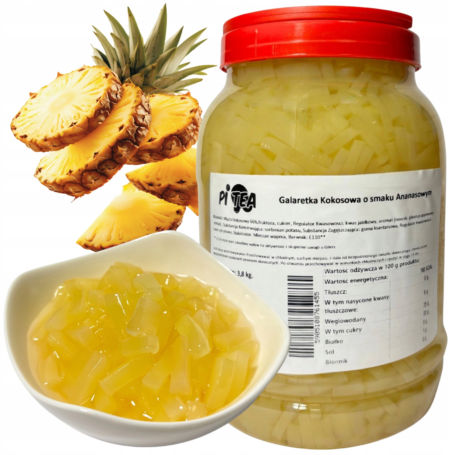 Levně Želé Bonbony pro Bubble Tea 3,8 kg Ananas Nata de Coco Jelly