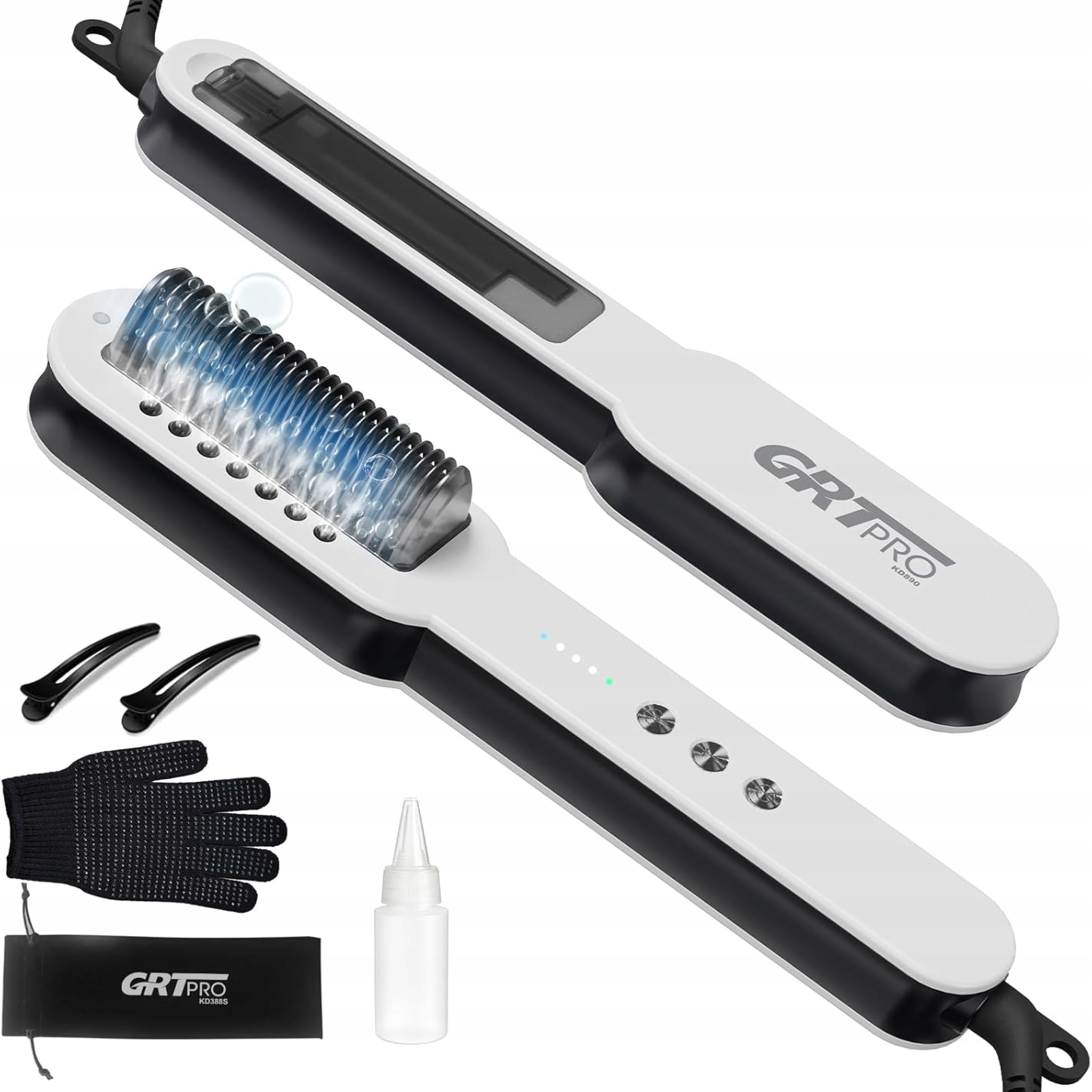 Žehlička Na Vlasy Grtpro KD890 Kefa 2v1 Keramická Ionizácia Biela