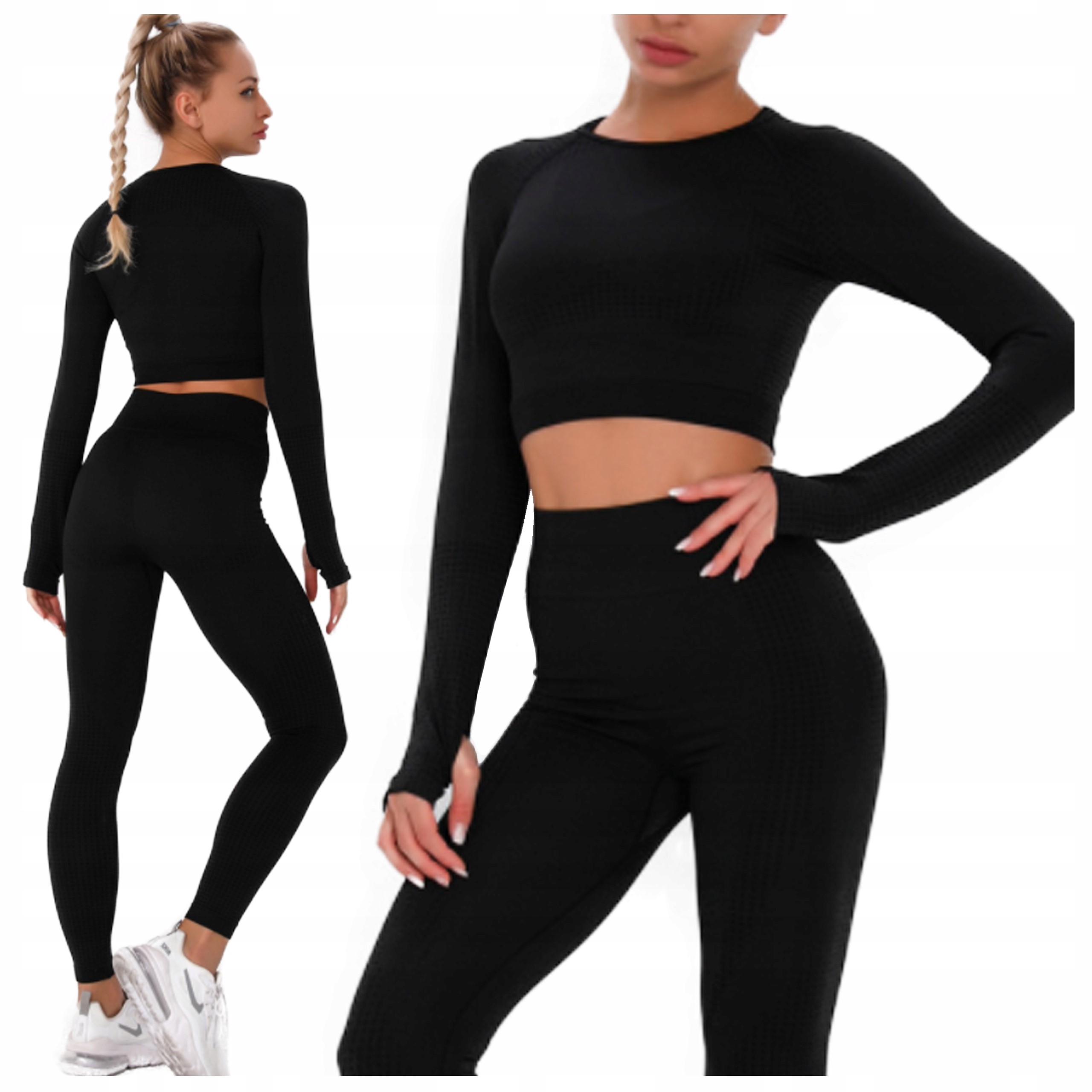 Komplet Sportowy legginsy bezszwowe top siłownia L