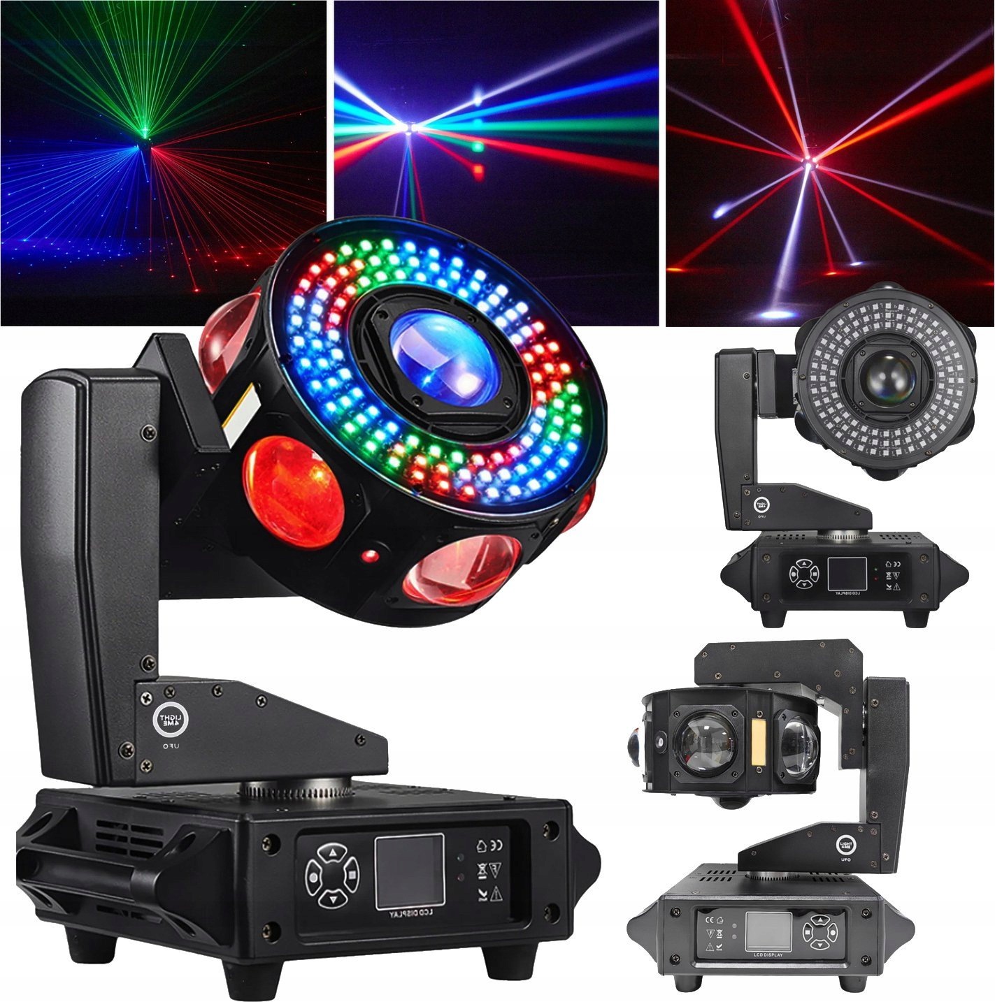 LIGHT4ME Ufo multiefekt świetlny Led 6w1 efekt beam Rgbw 3x laser