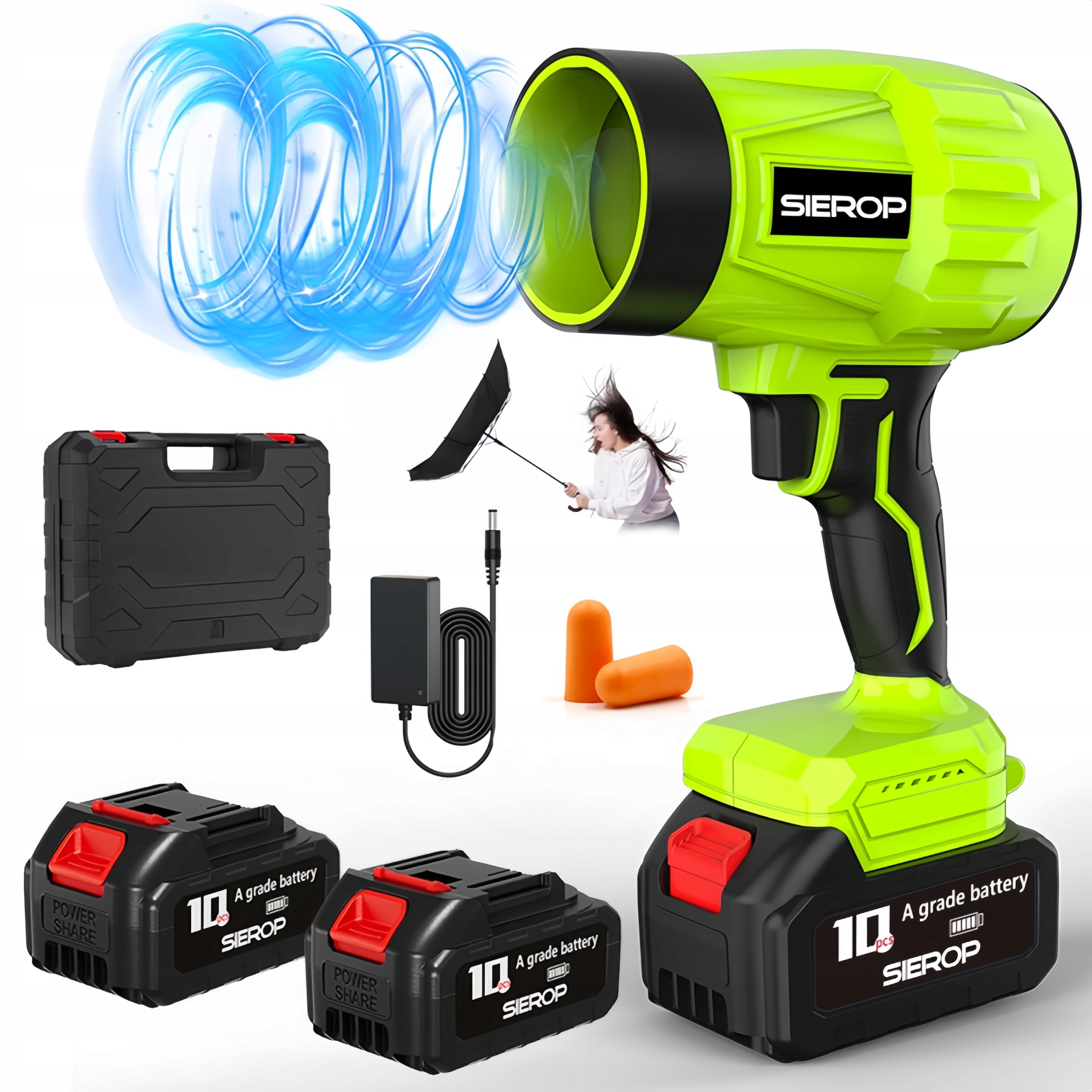 Bezdrátová foukač Turbo s 2 akumulátory 21 V 4 Ah a příslušenstvím