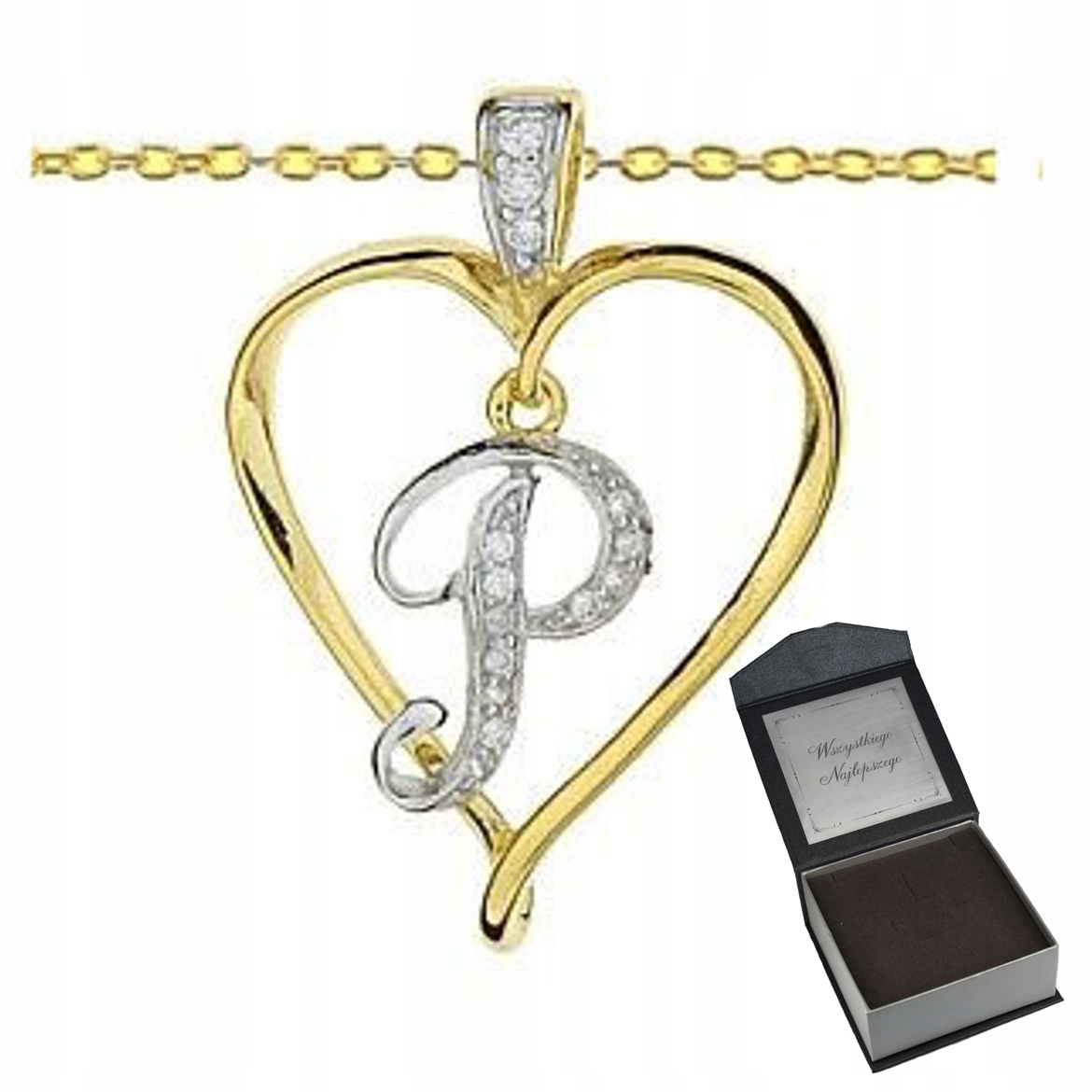 Náhrdelník Písmeno P Srdíčko Stříbro Krabička Gravírování
