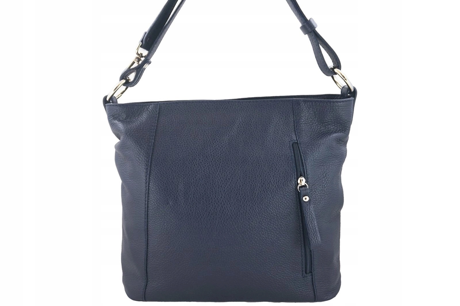 Prostorná kožená taška typu vak – modrá