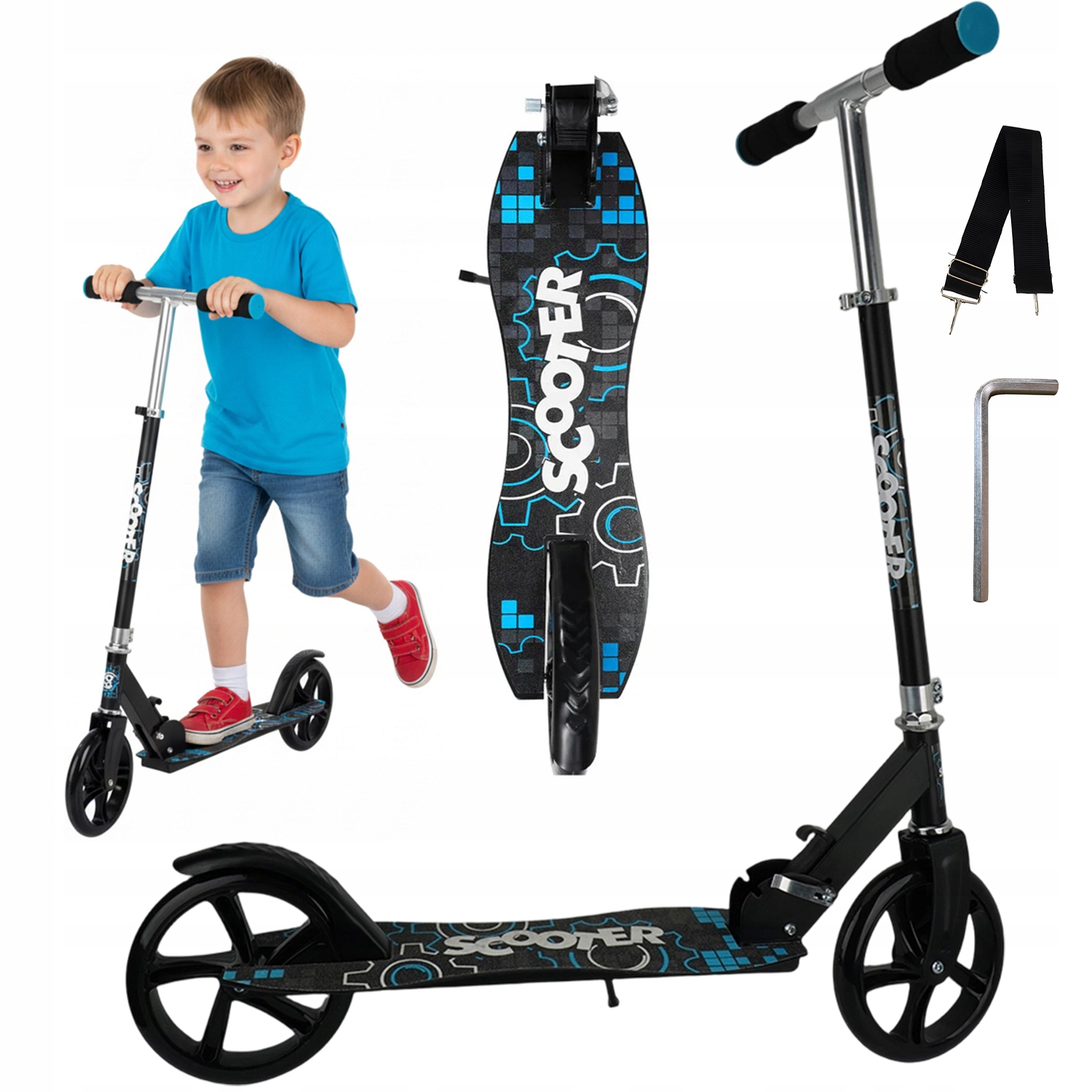 Hulajnoga Neochrome Dla Dzieci Składana Aluminiowa Duże Koła 200 Z Hamulcem