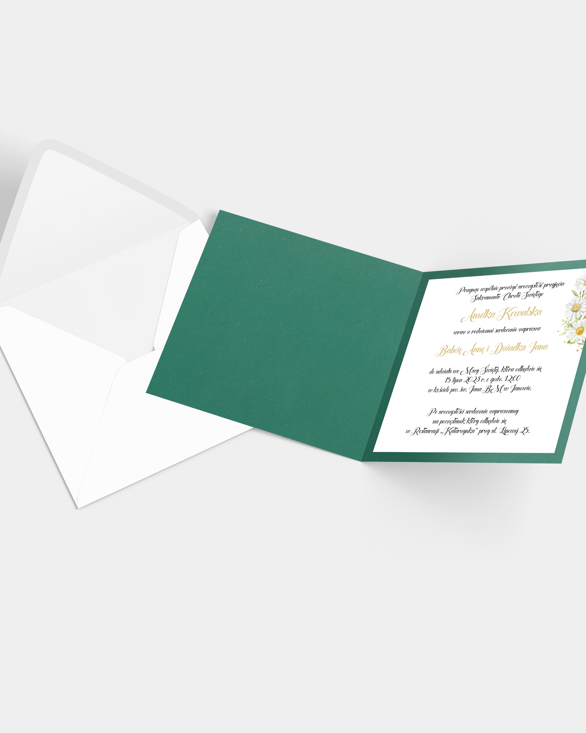 Zaproszenie na chrzest personalizowane z kopertą „Fly Around Daisy” Rodzaj chrzest