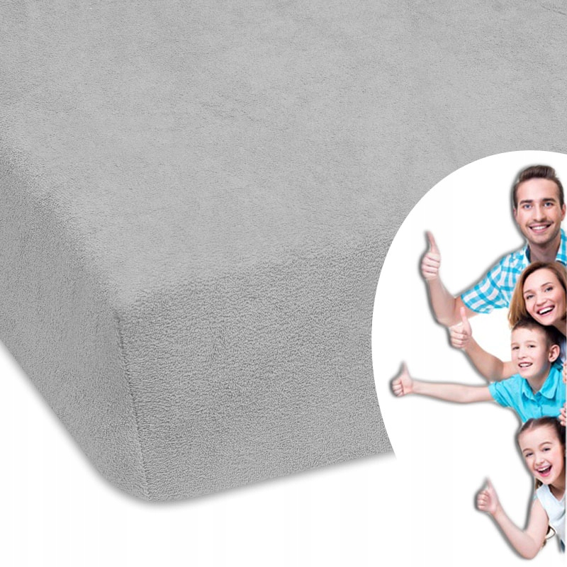 

Popielate Prześcieradło Materiał Frotte 80x180 cm