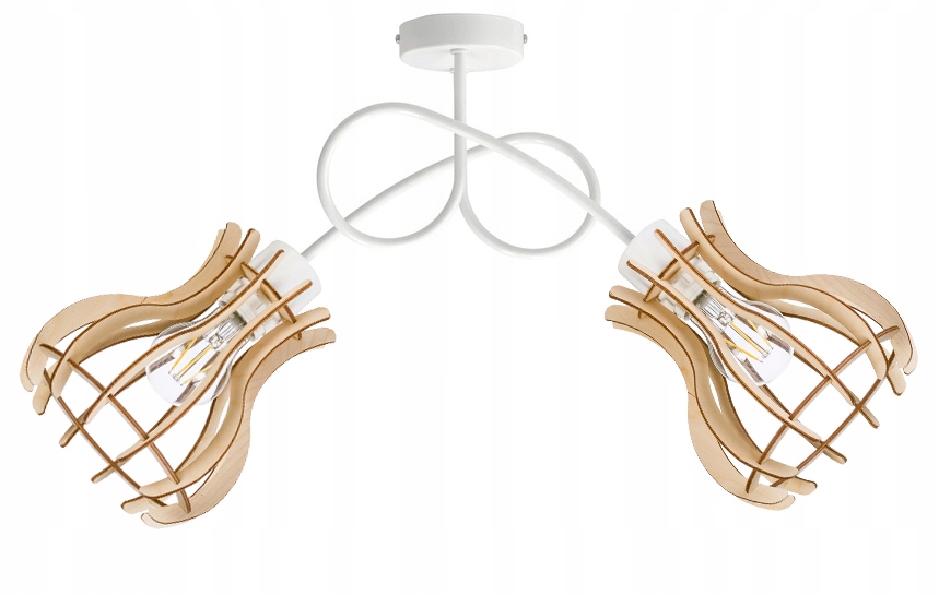 Stropní svítidlo závěsný lustr Loft, bílé dřevo