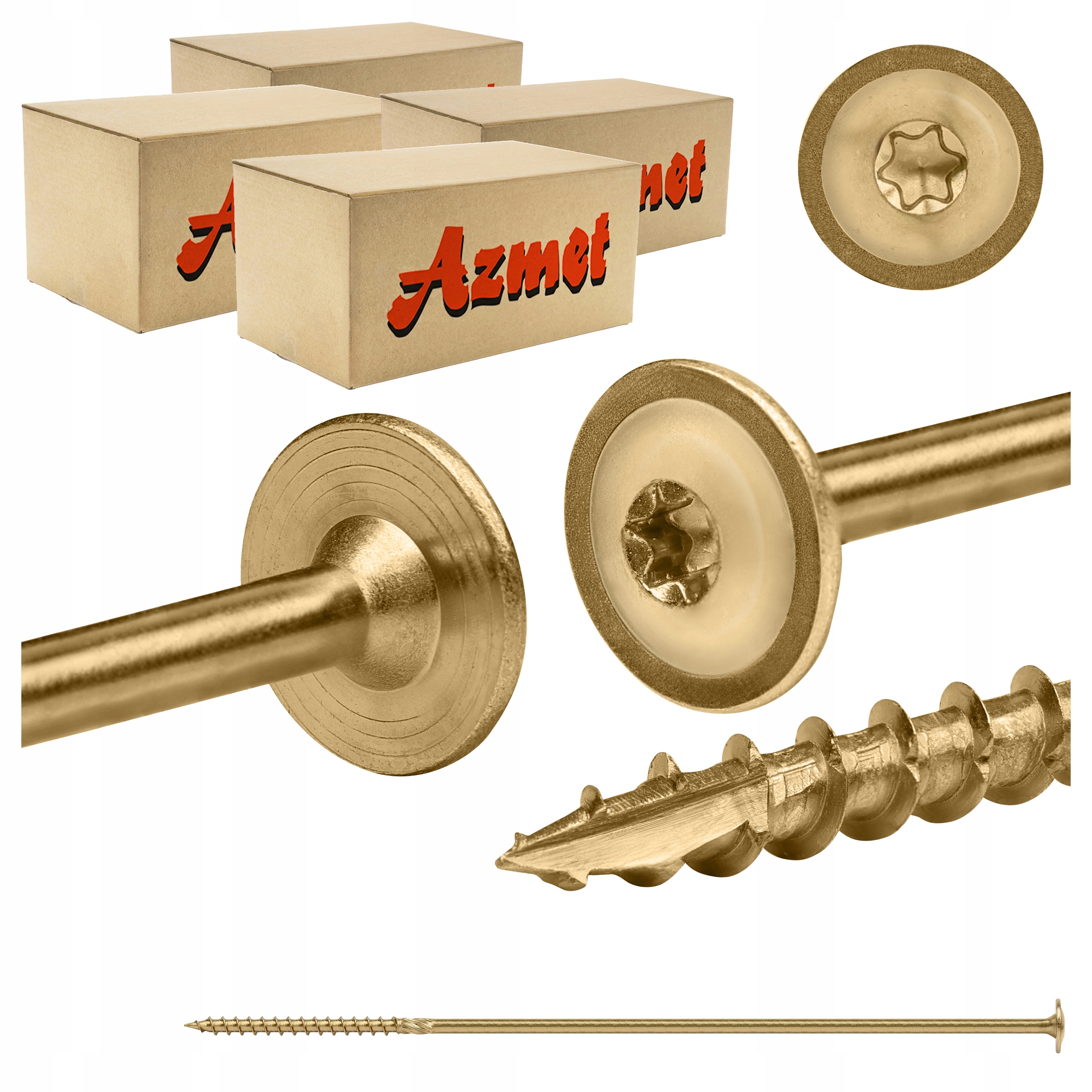 Tesárska skrutka 8x320 mm Torx na drevo, tanierová, 200 ks Azmet WCT-08320