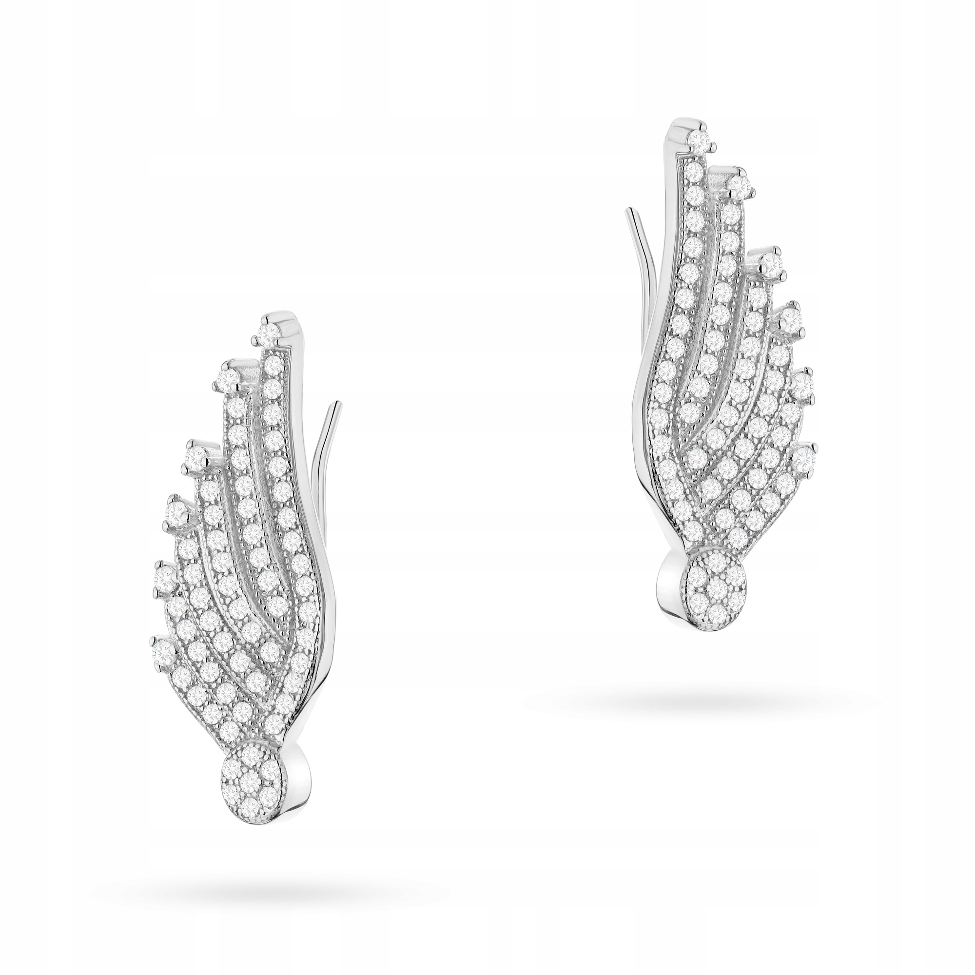 Dámské stříbrné ryzost 925 Náušnice křídly a bílým kubickým zirkonem