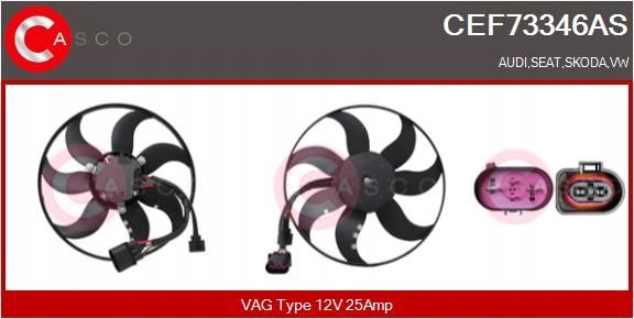 Вентилятор радиатора CEF73346AS CASCO AUDI A3