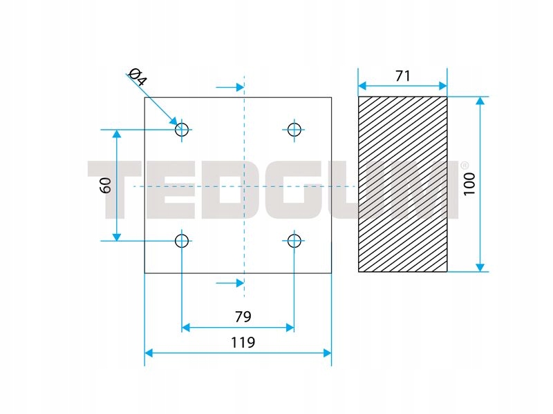 4× TEDGUM PODKLADKA PODNOS WARSZTATOWEGO 12X10X7CM