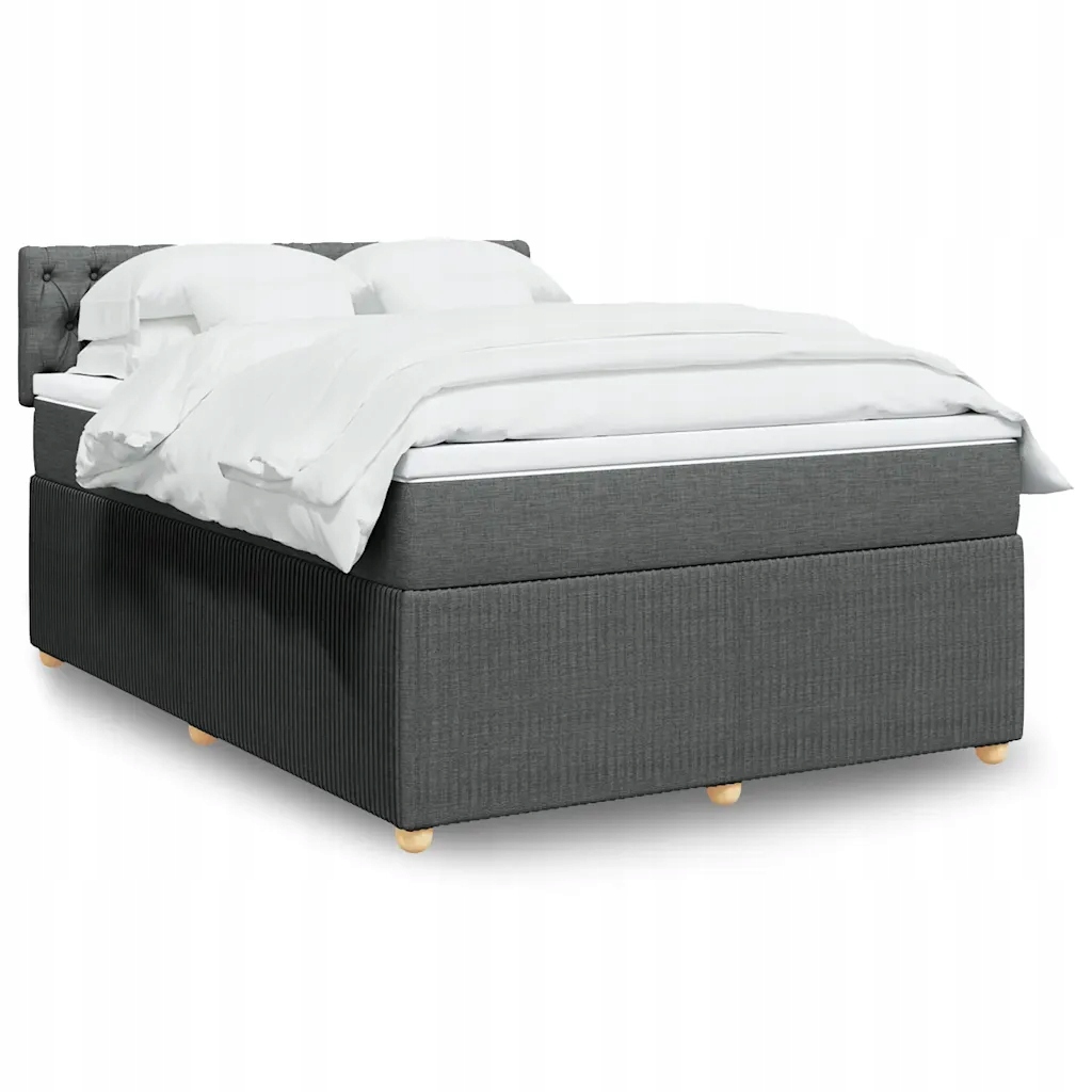 vidaXL Box spring postel s matrací tmavě šedá 140x200 cm textil