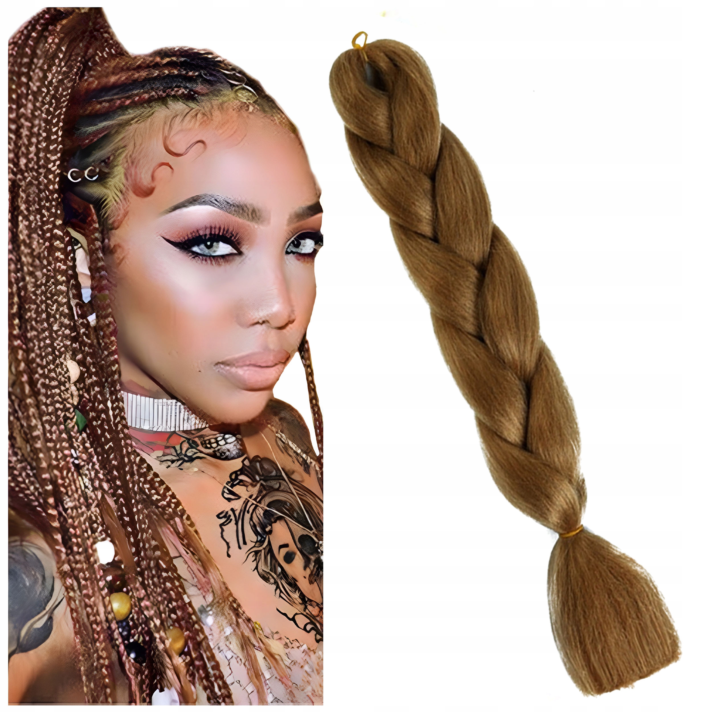 WŁOSY SYNTETYCZNE KOLOROWE WARKOCZYKI PASMA OMBRE