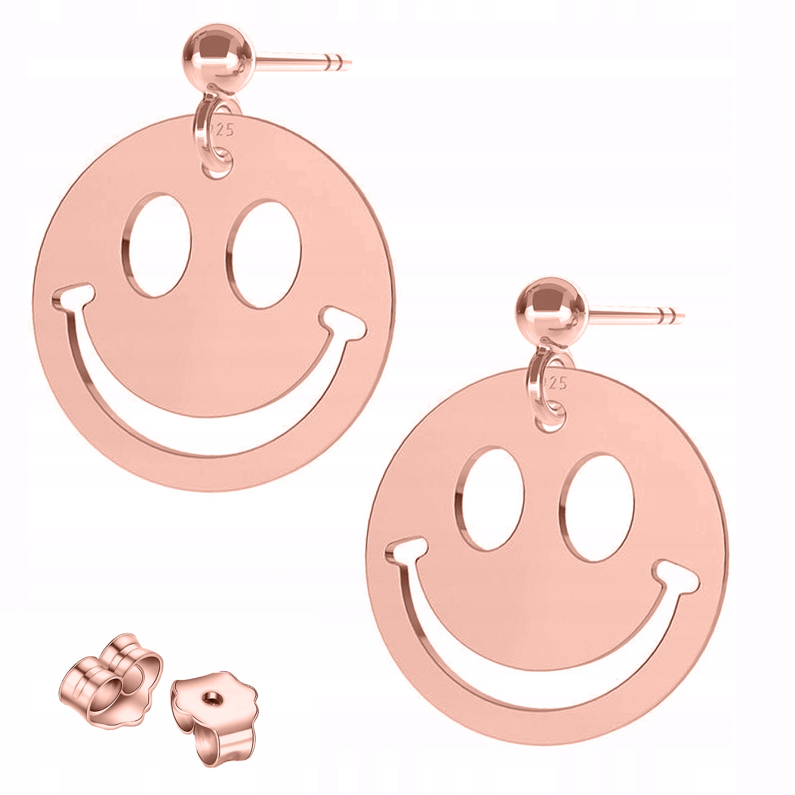 Náušnice Pozlacené Emotikon Emoji Smajlíci Emotikony Tváře Stříbro 925