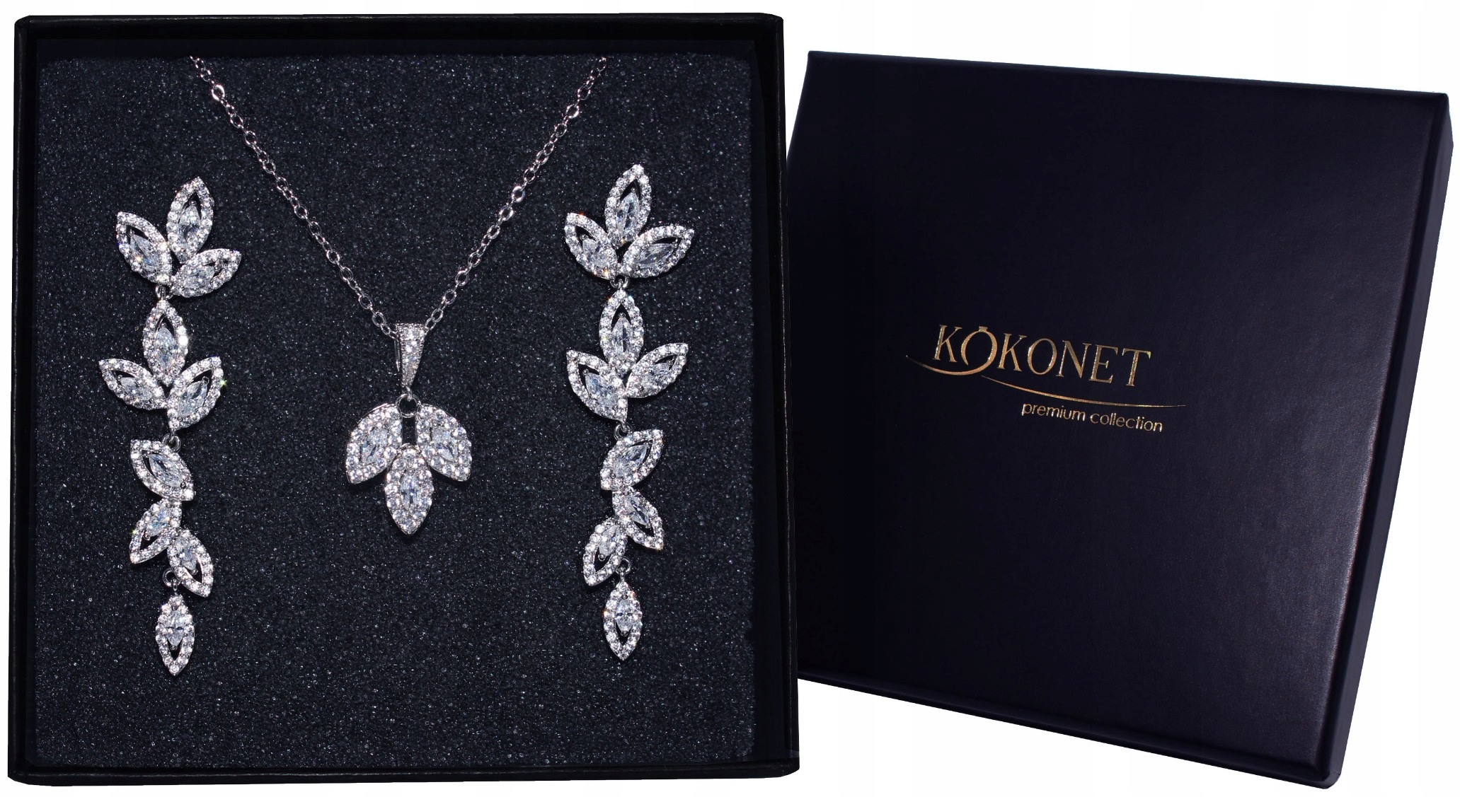 Závěsné náušnice v sadě s svatební náhrdelníkem