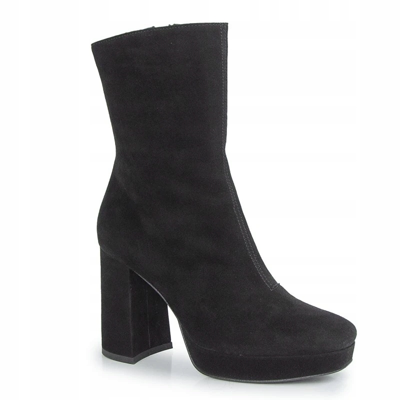 Simen 4743A Kotníkové Boty Sloupek Semišová Kůže Černá 38