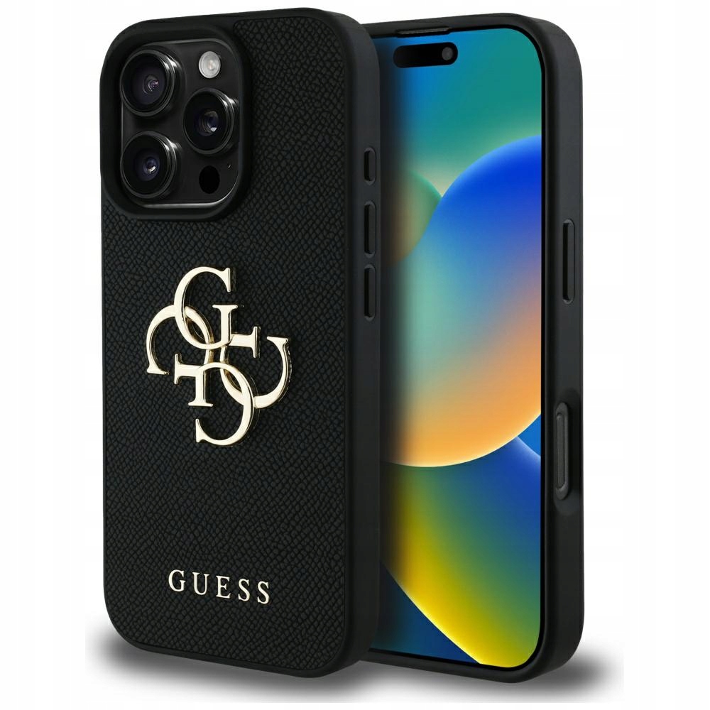 Pouzdro pro iPhone 16 Pro Max Guess Grained Logo černé