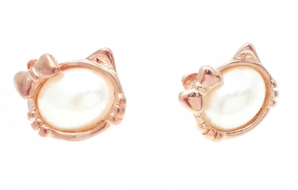 

Kolczyki złote kotki z perełkami kot cat perełka