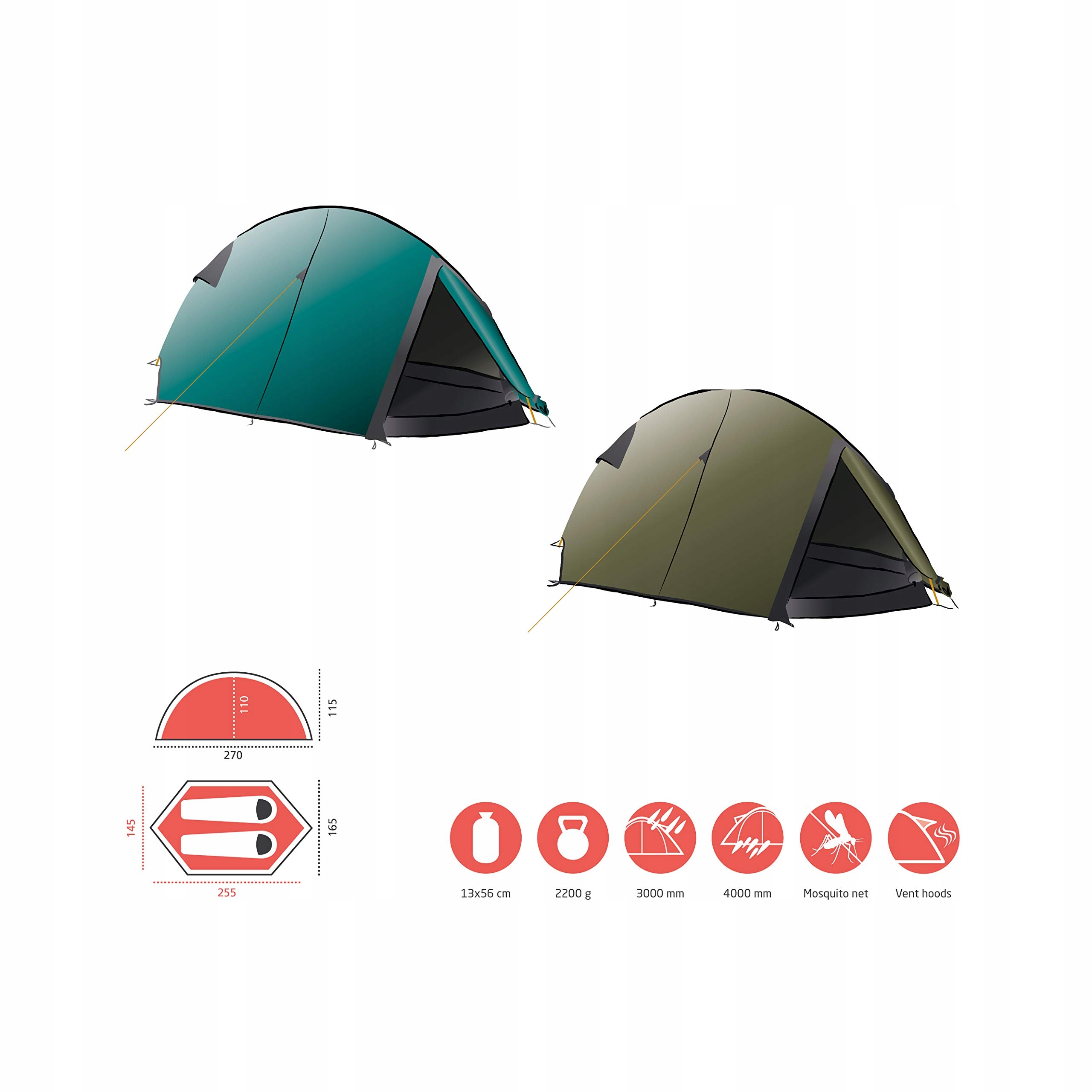 GRAND CANYON Namiot Turystyczny Cardova 1 Osobowy Zielony Unisex — miniatura 15