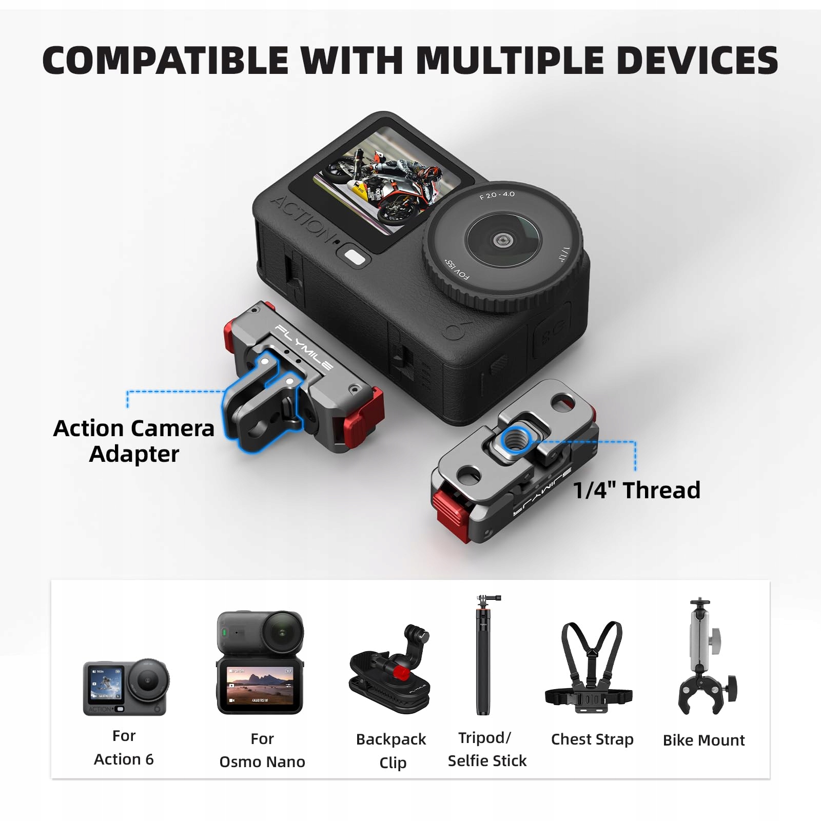 Adapter Szybkozłączka Do DJI Osmo Action 6 360 Stopni 1 4 Cala BRDRC — miniatura 3