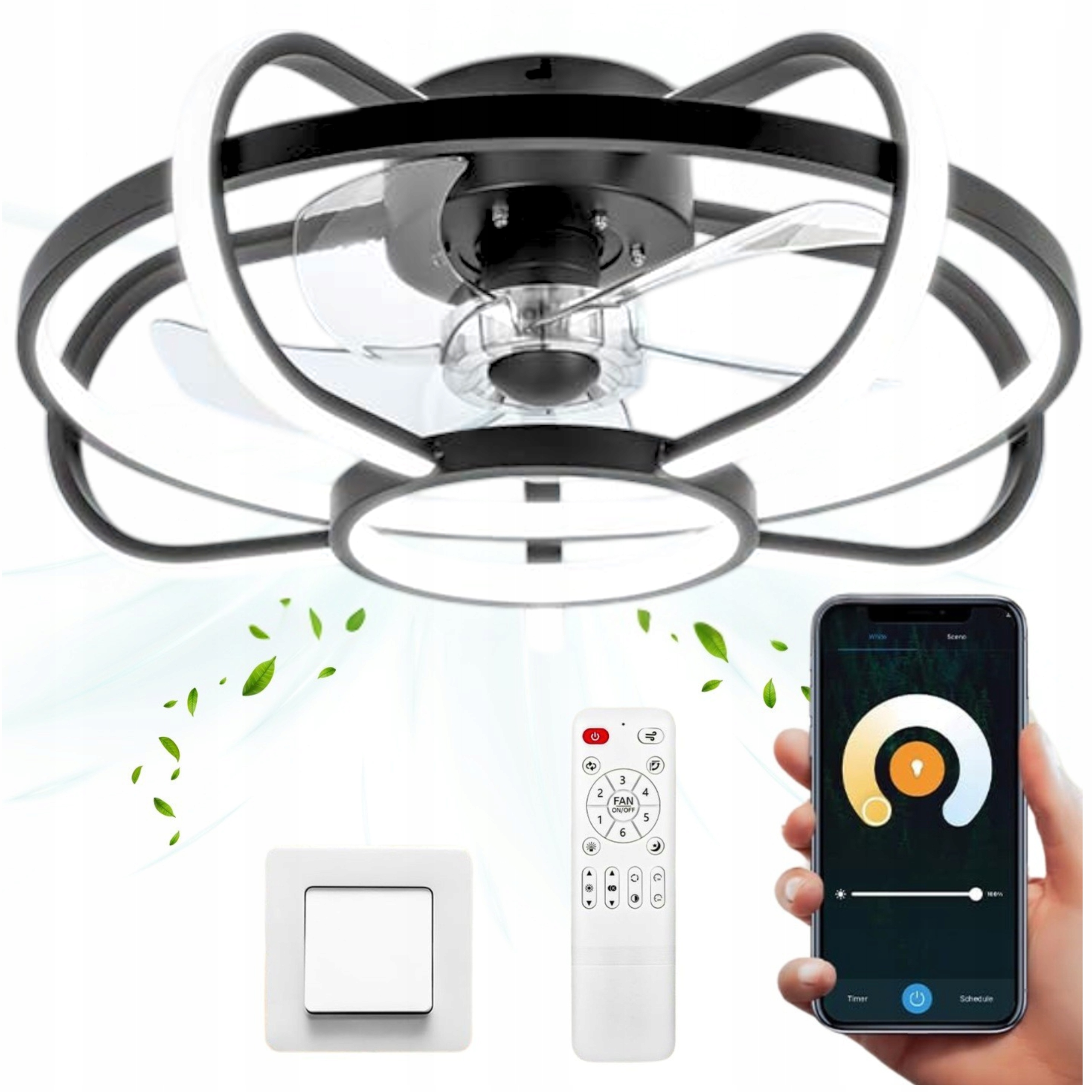 Stropní větráček Lustr Ventilátor Moderní stropní svítidlo Led dálkové ovládání