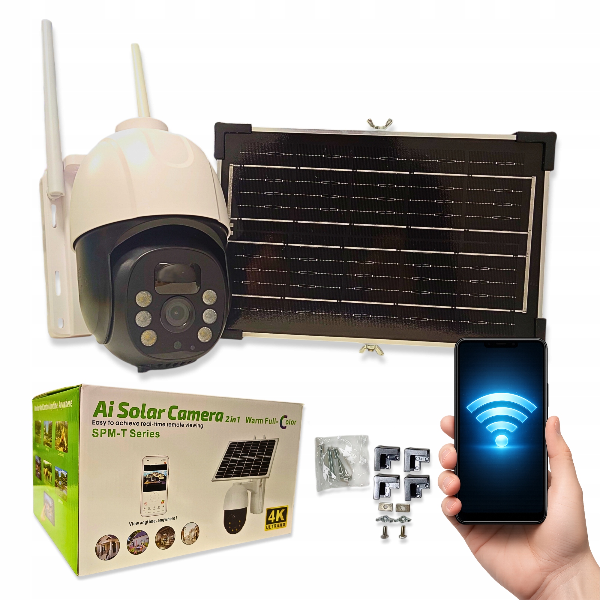 Kamera Ip Solarna Hd WiFi 360° 10x Zoom Ai Ruch Audio Led EseeCloud