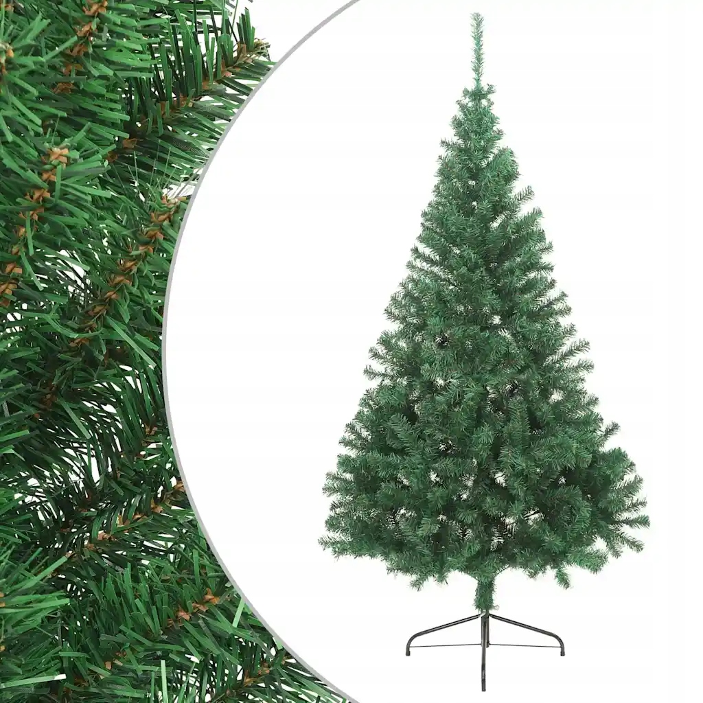 Umělý poloviční vánoční stromek se stojanem zelený 180 cm Pvc Zelená 321032