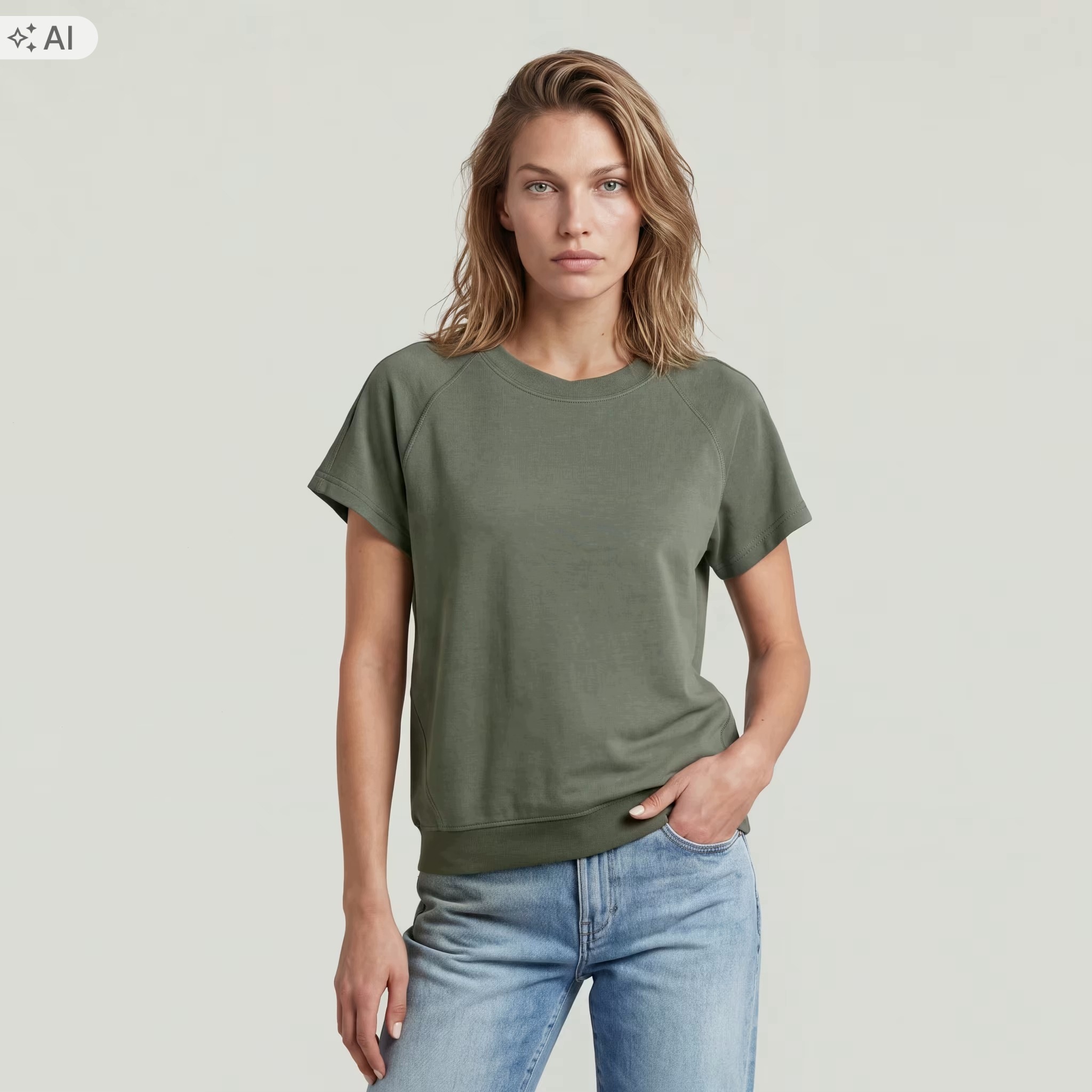 G-star Raw Halenka Z Hladkého Úpletu Khaki, Volná, Velikost 7GA