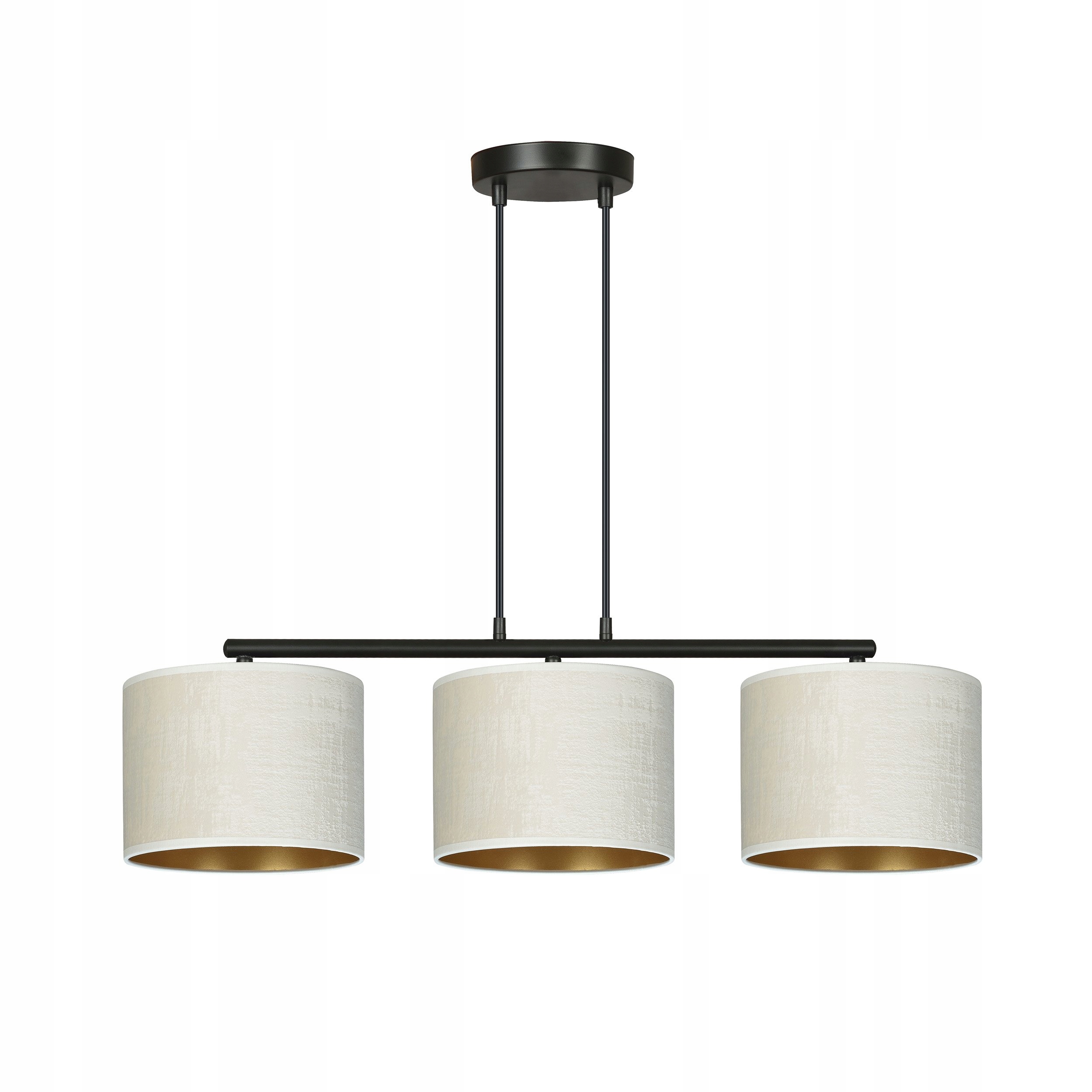 Závěsná lampa s neutrální barevností nad kuchyňským ostrovem Hilde 3 Bl