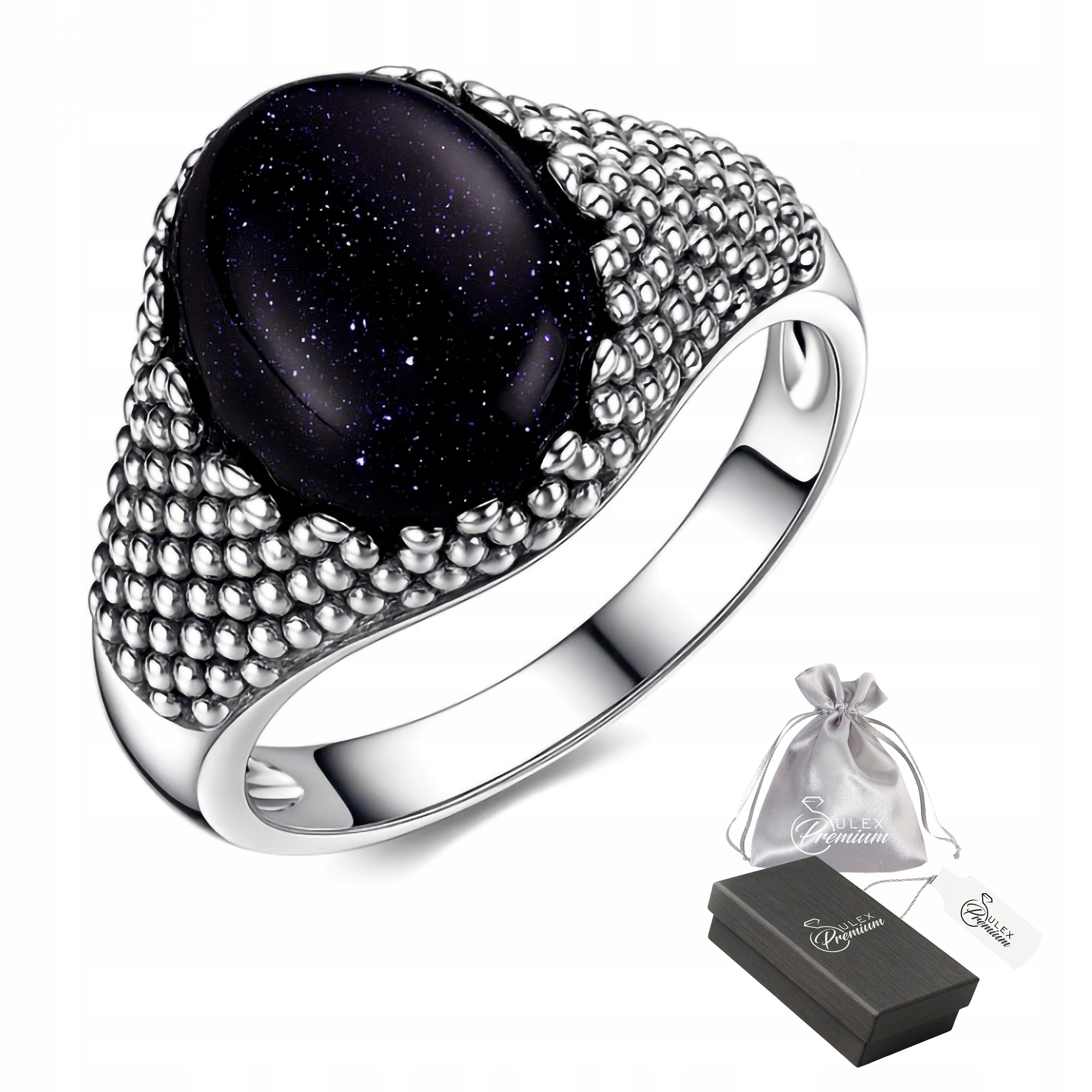 Stříbrný Prstýnek pr 925 s kamenem Káhirská noc, oxidovaný vintage vel. 21