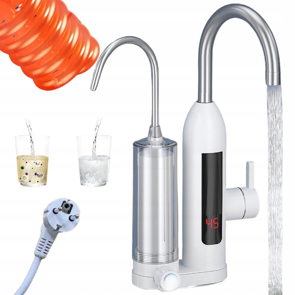 Průtokový Ohřívač Vody 3000 W S Filtrem, Kohoutková Baterie, Kuchyňská Baterie LCD