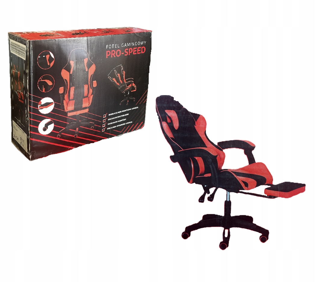 Fotel Gamingowy PRO-SPEED z Podnóżkiem i Poduszkami Regulowany