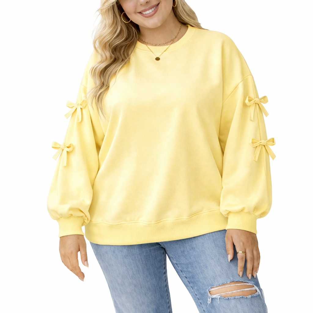 Bluza damska masełko wiskoza kokardki rękaw duży rozmiar 54 56 7XL 8XL