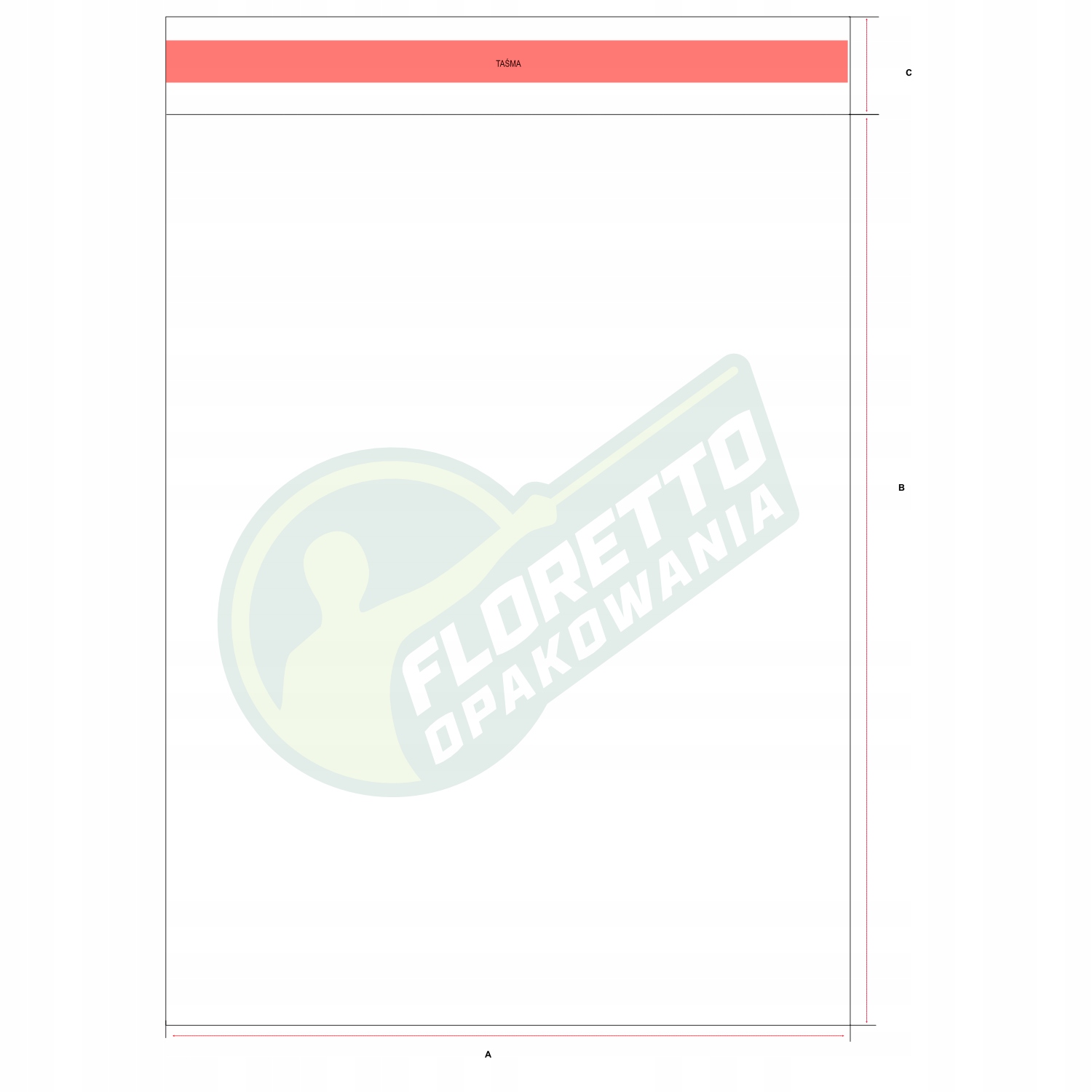 WORKI,FOLIJKI CELOFANOWE 40x50 z taśmą Szerokość produktu 40 cm