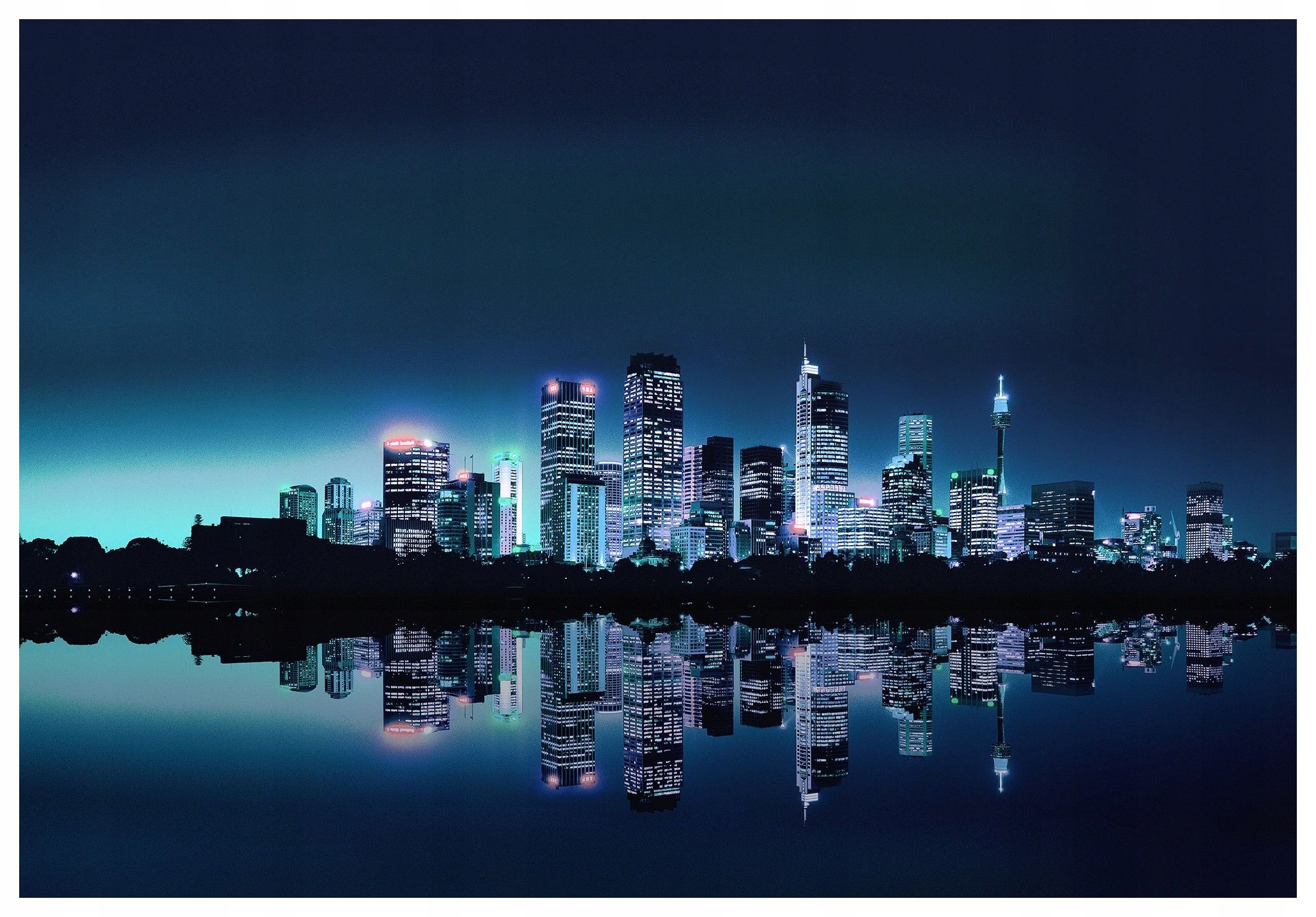 Fototapeta Noční krajina města odraz ve vodě 312x219 panorama lepidlo