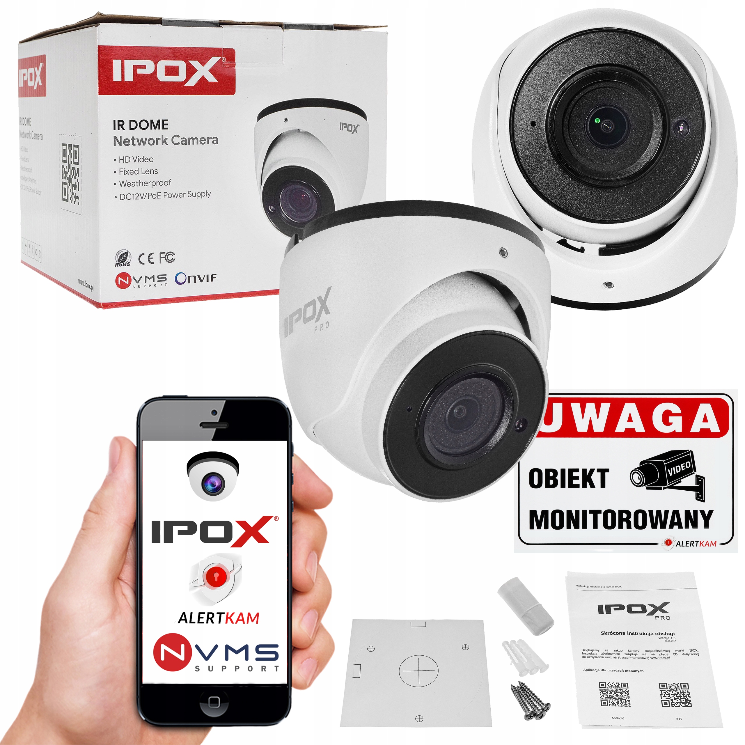 KAMERA ZEWNĘTRZNA IP IPOX 2MP PX-DIP2028SL KOPUŁA