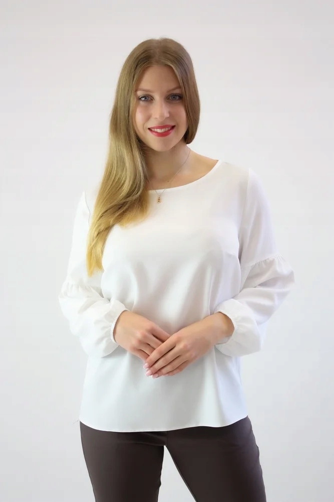 Elegantní tričko s bufetovými rukávy Bílá 44