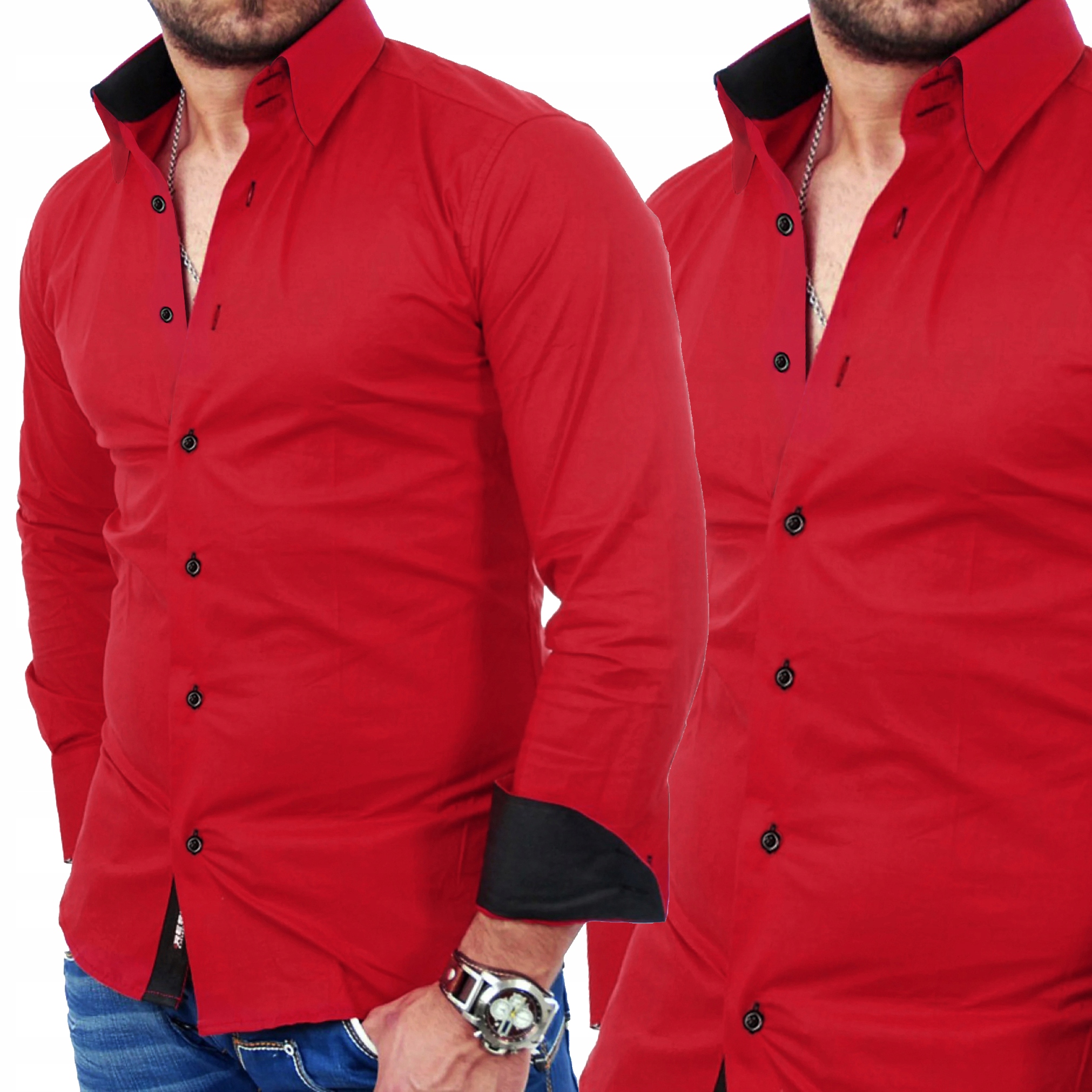 Pánská košile ležérní klasická s kontrastními barvami