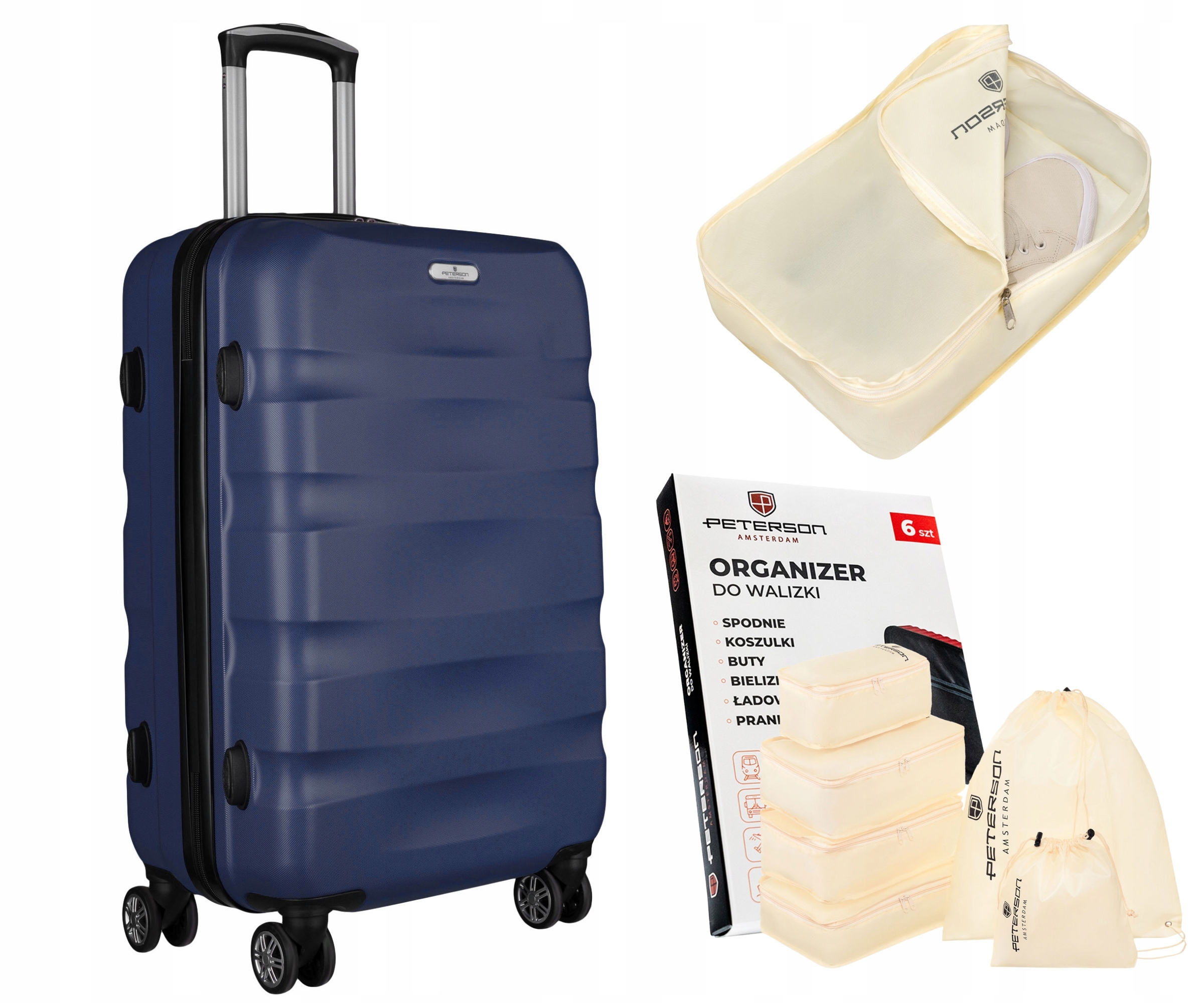 Walizka podróżna mała na 4 kółkach bagaż mocny Abs twarda Peterson