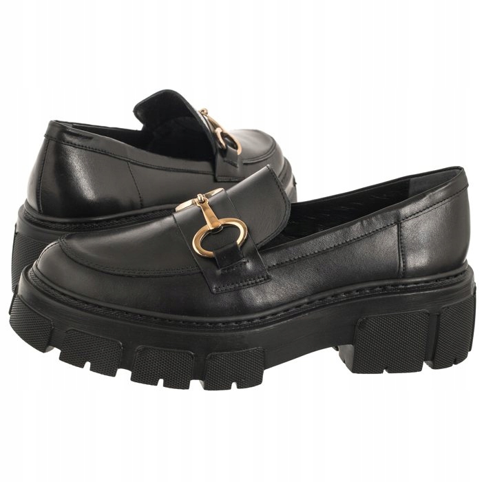 Polobotky Mokasíny Kožené Dámské Ryłko Černé C2R28_B_ _313F