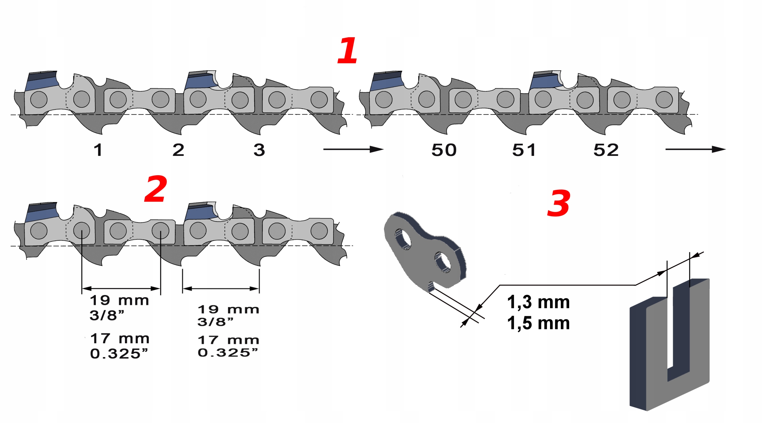 PROWADNICA DO PIŁY SPALINOWEJ 40cm 14" 2 ŁAŃCUCHY 59ZP SKOK 0,325 Rodzaj łańcuch