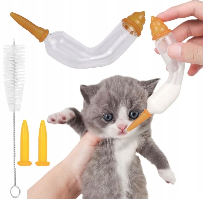 Szklana Butelka Do Karmienia Kociąt Szczeniąt Zwierząt Strzykawka Zestaw