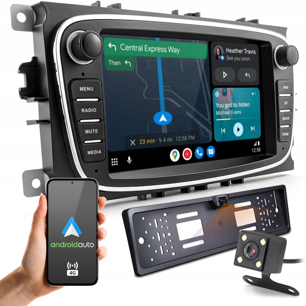 Rádio 4GB Ram Ford 7" LCD Gps navigácia Android Auto WiFi Gsm 4G Kamera