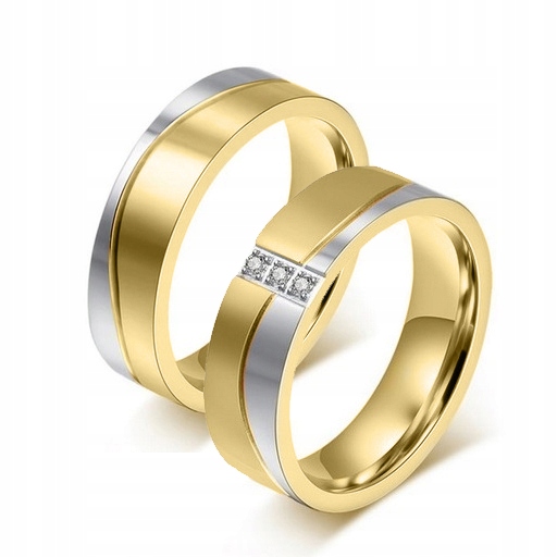 

KO11 Złote Srebrne Obrączki Ślubne Stal 316L Para